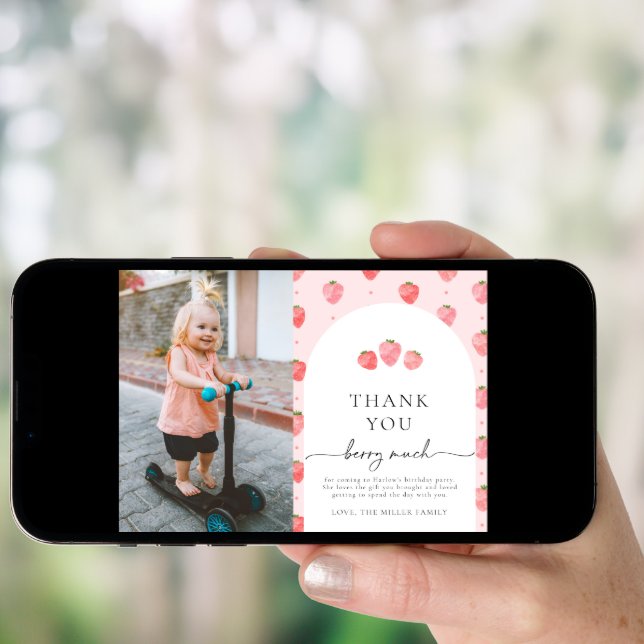 Photo Strawberry Thank You Card (Front Digital)