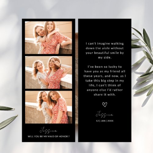 Photo Strip 3 Pictures Bridesmaid Proposal Card