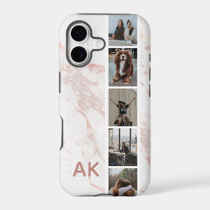 Photo Strip Pink Marble Personalized Initials iPhone 17 Case