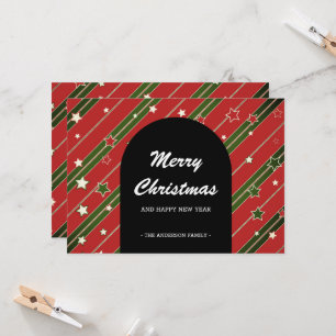 Photo Strip Red Green Holiday Christmas Card