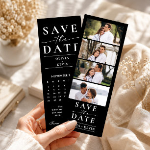 Photo Strip Save The Date Wedding with Calendar  Bookmarks