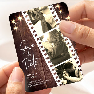 Photo Strip Wedding Save the Date Favor Rustic Magnet