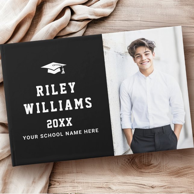 Photo student graduate graduation cap black guest book (Photo student graduate graduation cap black guest book)