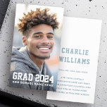 Photo student graduation name business card<br><div class="desc">Modern graduation photo networking profile card with your name,  year,  school,  photo and contact information. You can change fonts and font colors,  move and resize elements with the design tool.</div>