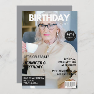 Photo Stylish Magazine Cover for her 96th birthday Invitation