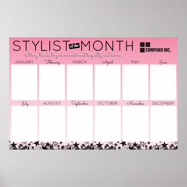 Photo stylist employee of the month recognition poster (Front)