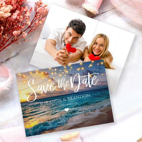 Photo Summer Sunset Tropical Beach Wedding Save The Date