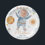 Photo Sun First Trip Around the Sun 1st Birthday Paper Plates<br><div class="desc">Photo Sun First Trip Around the Sun 1st Birthday Paper Plate Sweet outer space or first trip around the sun first birthday paper plate for a baby boy that features your little boy's photo in the space helmet. This first trip around the sun 1st birthday paper plate also features, a...</div>