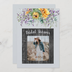 Photo Sunflower Lavender Rustic Bridal Shower Invitation