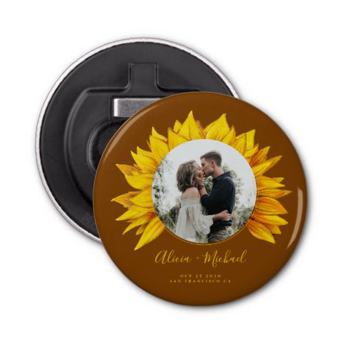 Photo sunflower rustic wedding favor bottle opener