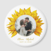 Sunflower Watercolor Rustic Country Save the Date Magnet