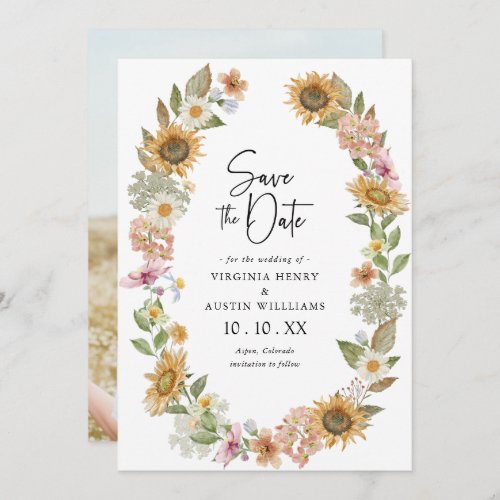 Photo Sunflower Save the Date Card
