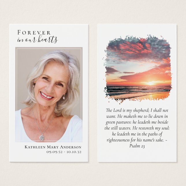 Photo Sunset Memorial Prayer Card (Front & Back)