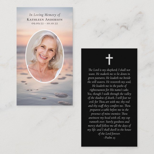 Photo Sunset Ocean Memorial Prayer Card (Front/Back)