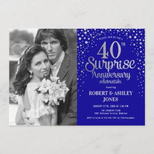 Photo Surprise 40th Anniversary - Blue Silver Invitation