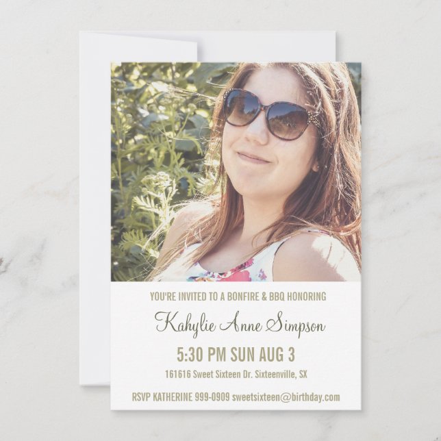 Photo Sweet 16 Birthday Party Invitation (Front)