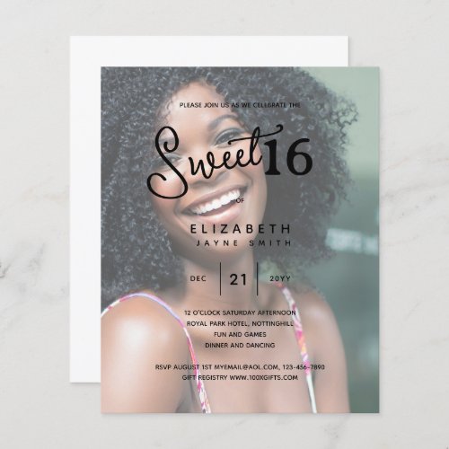 PHOTO SWEET 16 Modern Elegant Budget Birthday