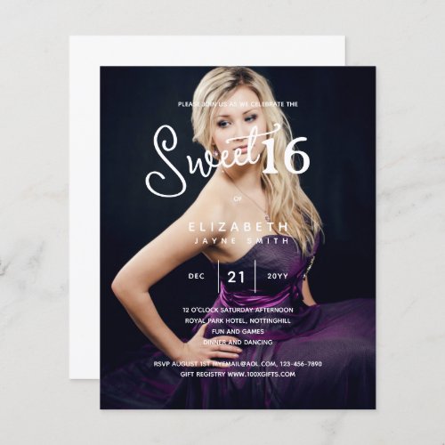 PHOTO SWEET 16 Modern Elegant Budget Birthday