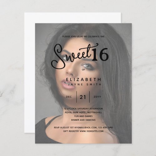 PHOTO SWEET 16 Modern Elegant Budget Birthday