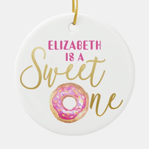 Photo Sweet One 1st Birthday Donut Christmas Ceramic Ornament