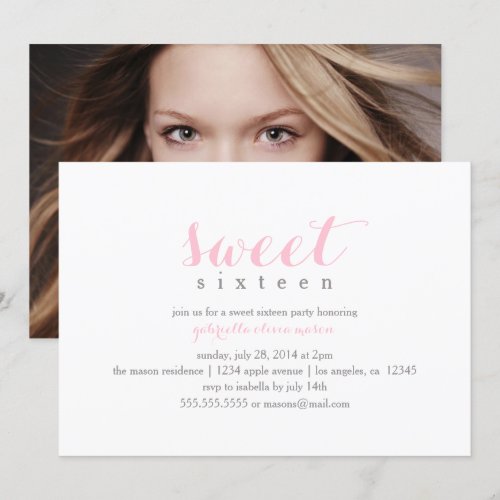 5 x 7 Sweet Sixteen | Birthday Party Invitation