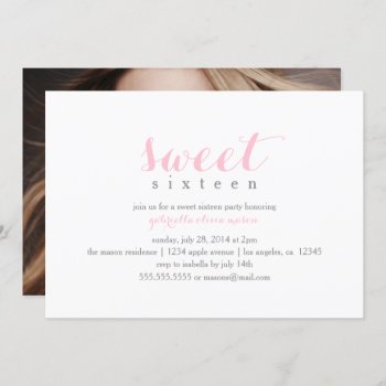 Photo Sweet Sixteen | Birthday Party Invitation by PinkMoonPaperie at Zazzle
