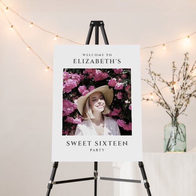 Photo Sweet Sixteen Party Welcome Sign (In Situ (Stand))