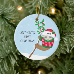 Photo Sweet Sloth Baby's First Christmas Ornament