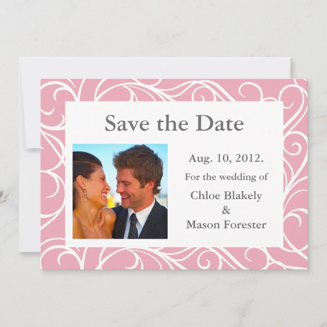Photo & Swirls Save the Date (pink) (Front)