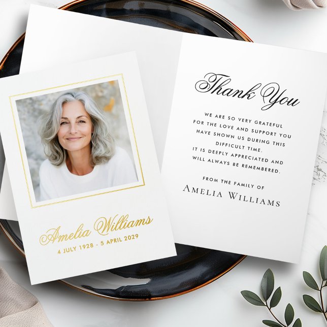 Photo sympathy bereavement white foil thank you greeting card (Photo sympathy bereavement white foil thank you foil greeting card)