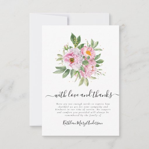 Photo Sympathy Floral Funeral Thank You Card | Zazzle