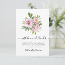 Photo Sympathy Floral Funeral Thank You Card | Zazzle