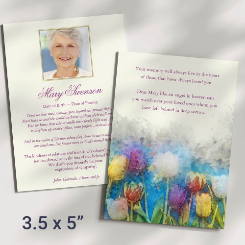 Photo Sympathy Floral Funeral Thank You Cards