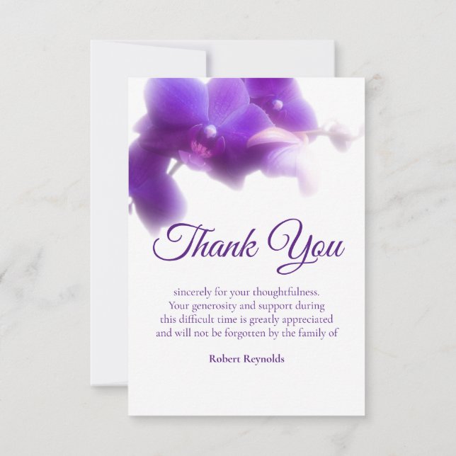 Photo Sympathy Funeral Floral Thank You Card (Back)