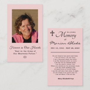 Photo Sympathy Funeral Memorial Cards