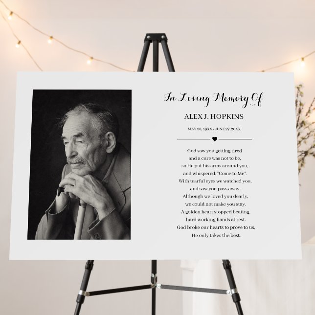 Photo Sympathy Funeral Memorial Foam Board (In Situ (Stand))