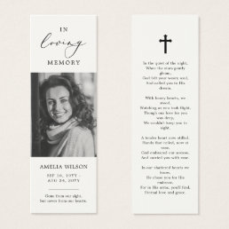 Photo Sympathy Funeral Memorial Prayer Bookmark