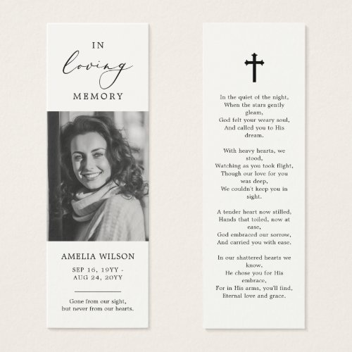 Photo Sympathy Funeral Memorial Prayer Bookmark