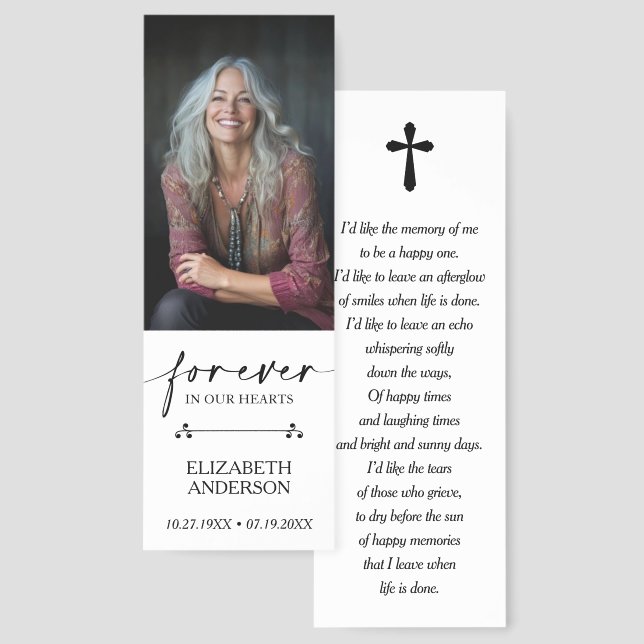 Photo Sympathy Funeral Memorial Prayer  Bookmarks (Front & Back)