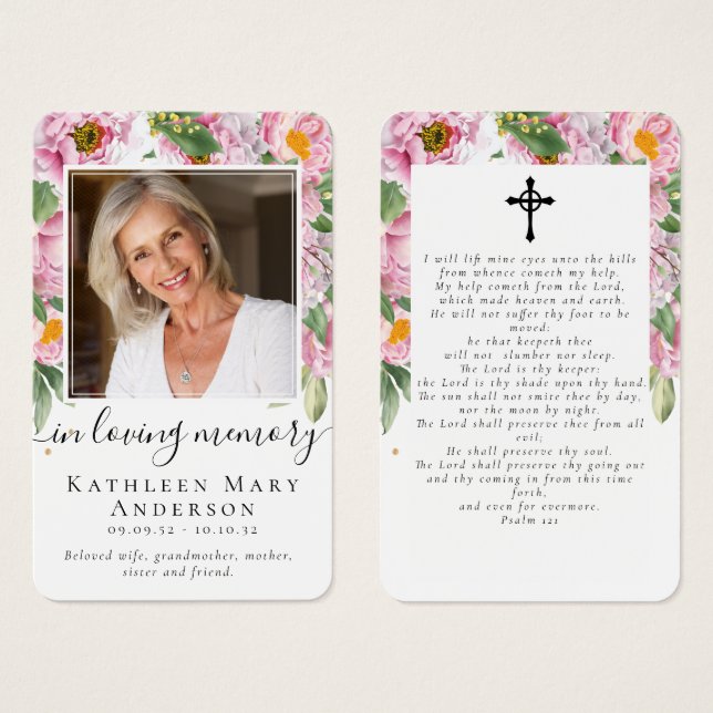 Photo Sympathy Funeral Memorial Prayer Card (Front & Back)