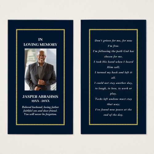 Photo Sympathy Funeral Memorial Prayer Cards