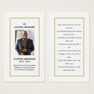 Photo Sympathy Funeral Memorial Prayer Cards