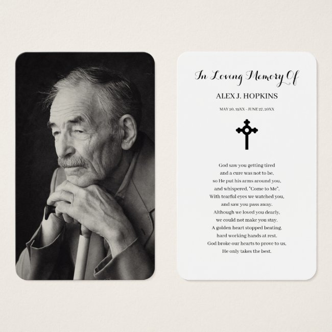 Photo Sympathy Funeral Memorial Prayer Cards