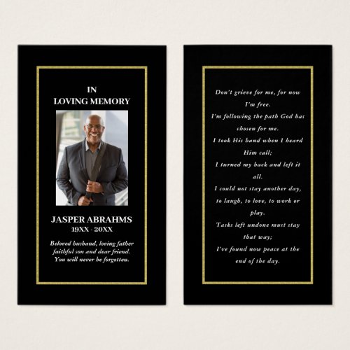 Photo Sympathy Funeral Memorial Prayer Cards