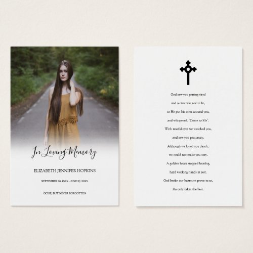 Photo Sympathy Funeral Memorial Prayer Cards