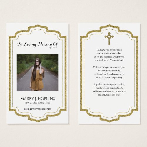 Photo Sympathy Funeral Memorial Prayer Cards