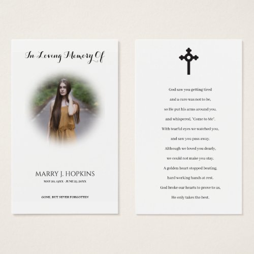 Photo Sympathy Funeral Memorial Prayer Cards