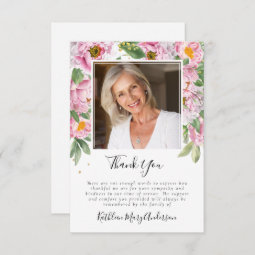 Photo Sympathy Funeral Memorial Thank You Card 