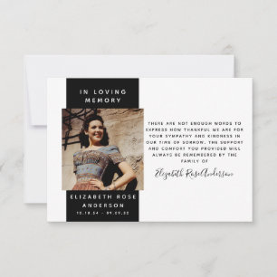 Photo Sympathy Funeral Thank You Note Card