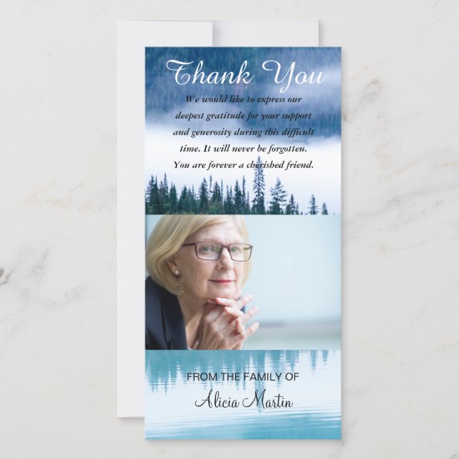 Photo Sympathy Memorial Thank You Lake Reflection (Front)